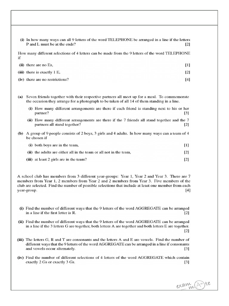 Permutation and Combination Questions | PDF