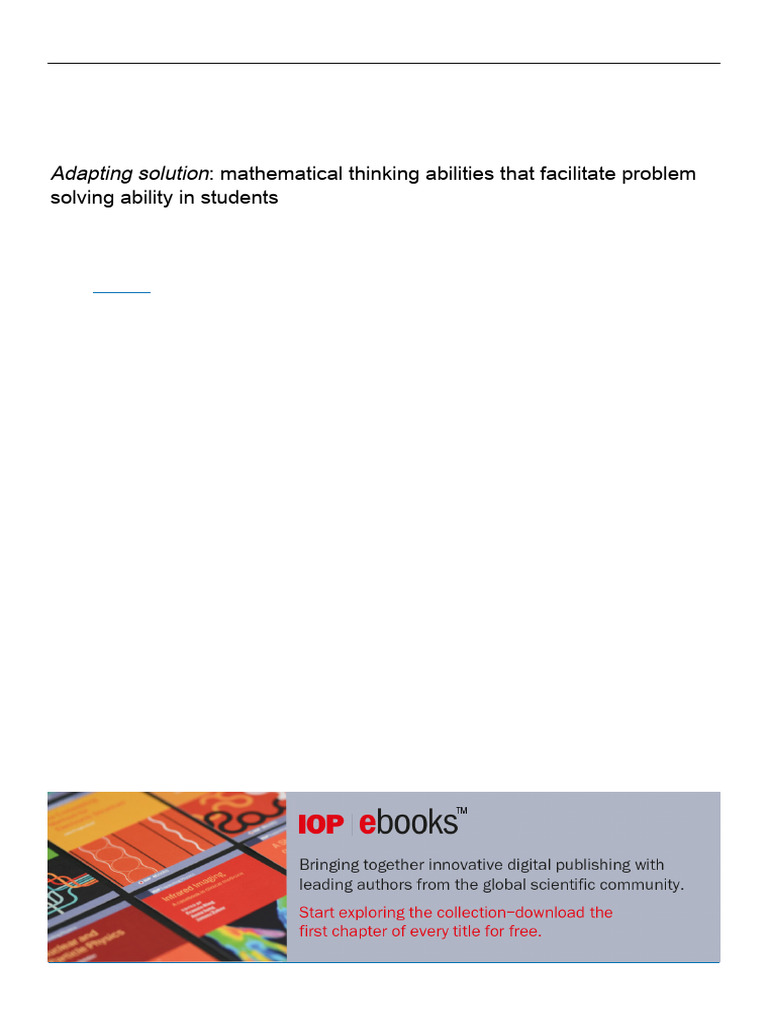 Adapting Solution Mathematical Thinking Abilities | PDF | Learning ...