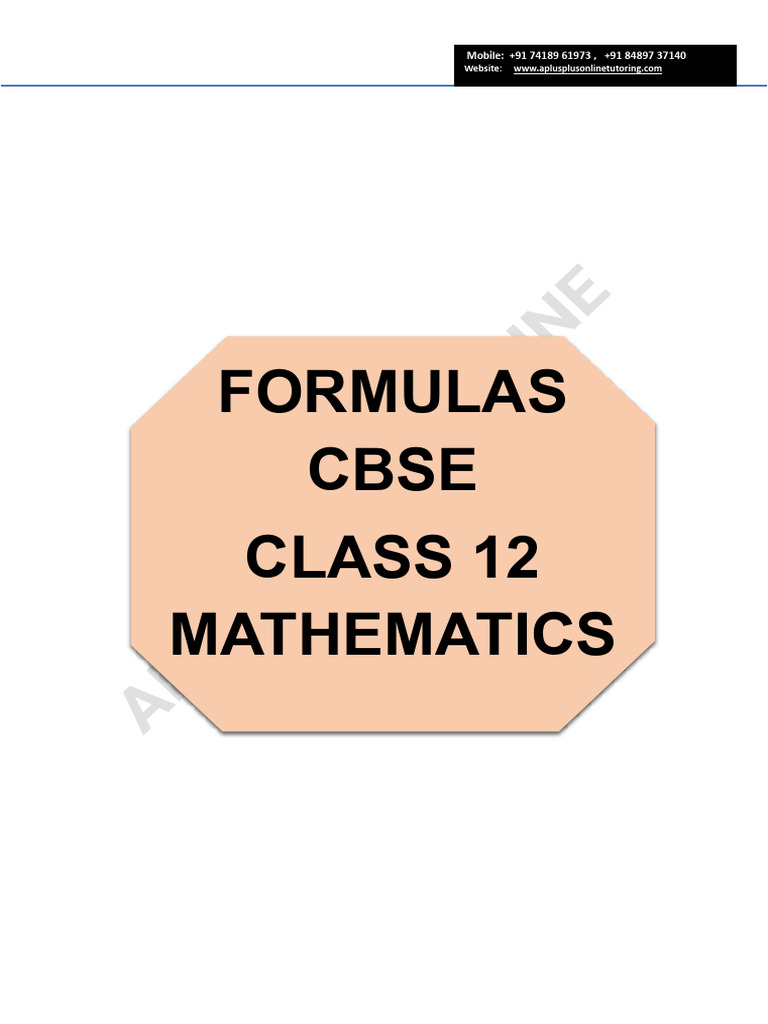 All Chapters Formulas Final PDF | PDF | Function (Mathematics ...