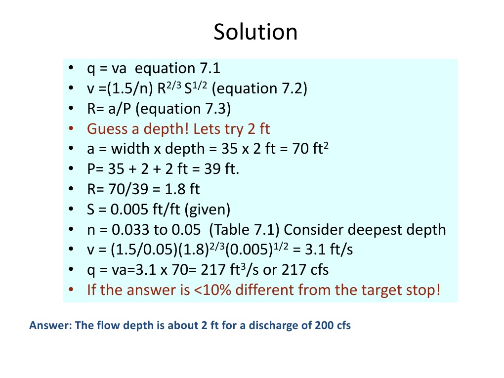 Flow Calculation for 200 cfs Discharge | PDF | Mechanics | Classical ...
