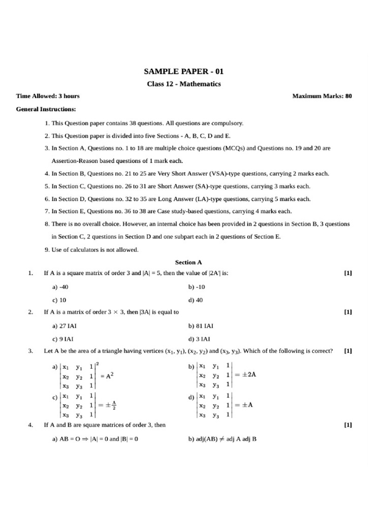 Mathematics Guess Paper | PDF