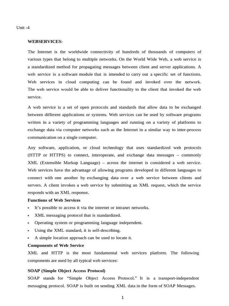 Unit 4 Web Services Overview of Web Technologies and Types | PDF | Web ...
