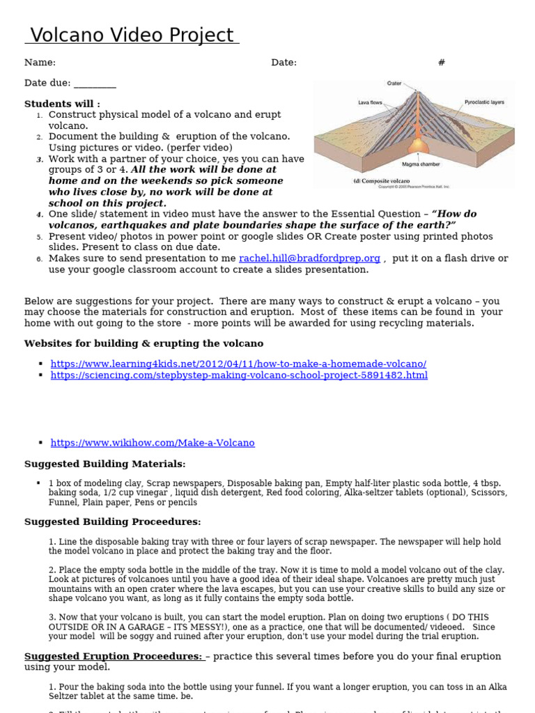 Volcano Video Project w Rubric (1) | PDF | Volcano | Geological Processes