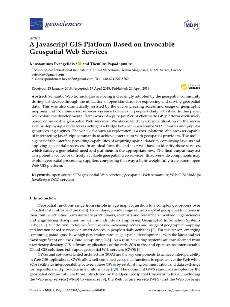 A Javascript GIS Platform Based On Invocable GeospatialWeb Services ...