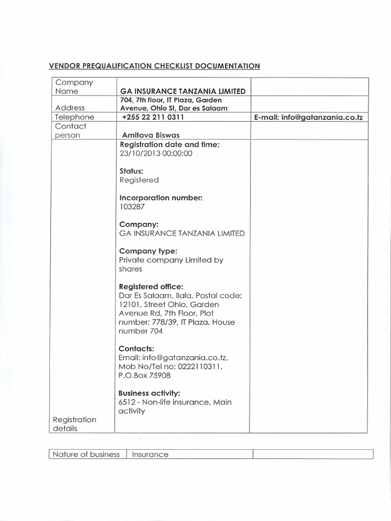 Pre Qualification Checklist | PDF