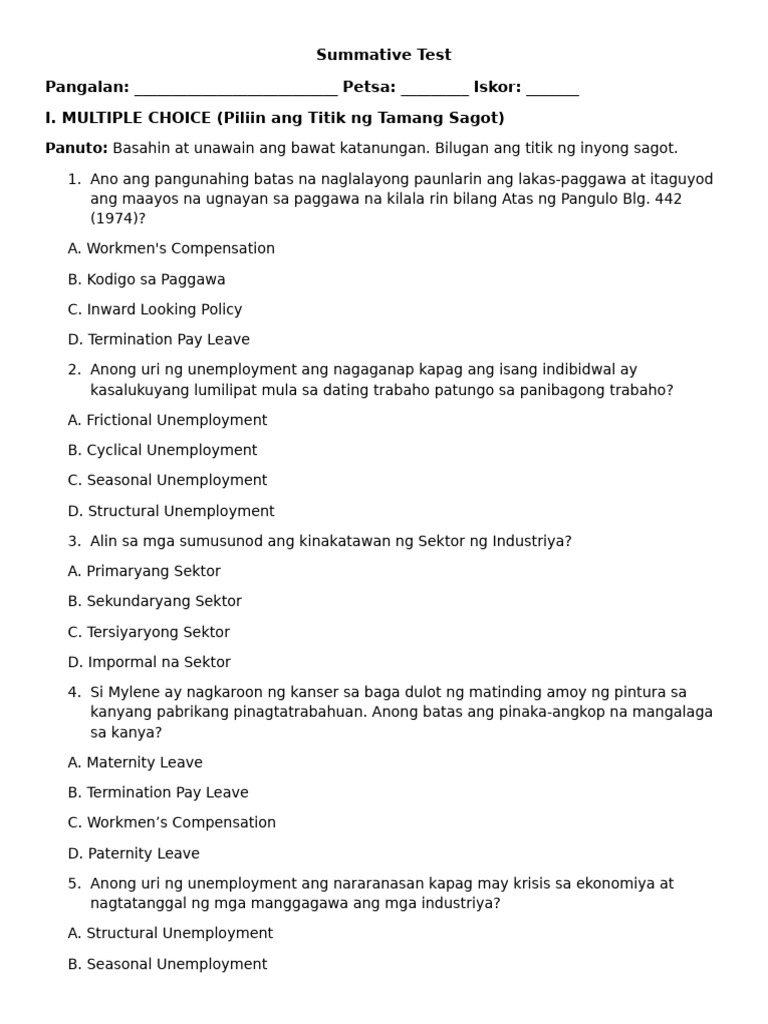 Summative Test (1) | PDF