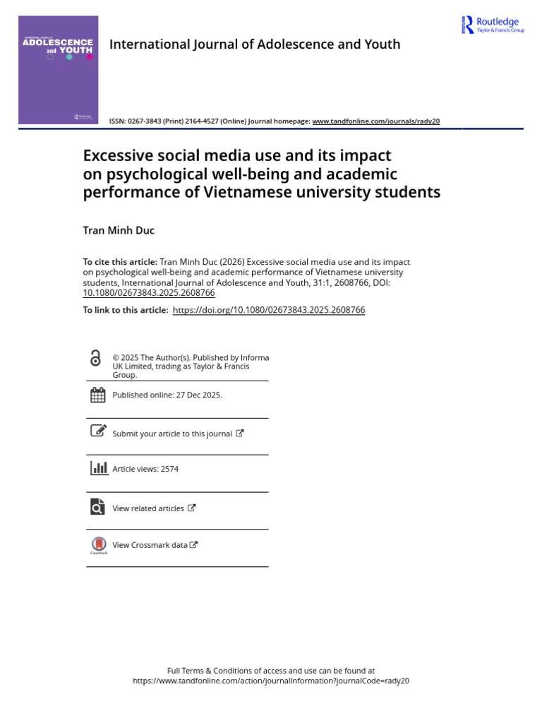 Excessive Social Media Use and Its Impact On Psychological Well-Being ...