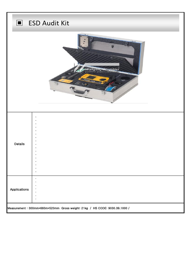 ESD Measurement Tool List | PDF | Electrostatic Discharge | Electrical ...