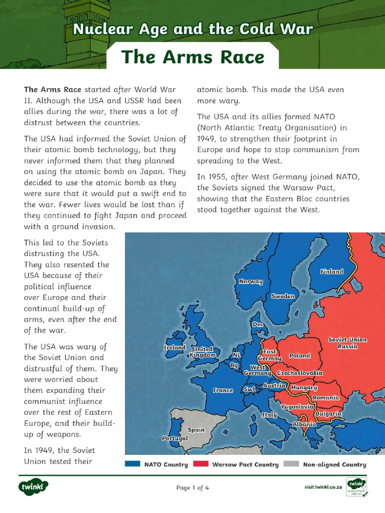Nuclear Age and The Cold War The Arms Race Activity Sheet | PDF