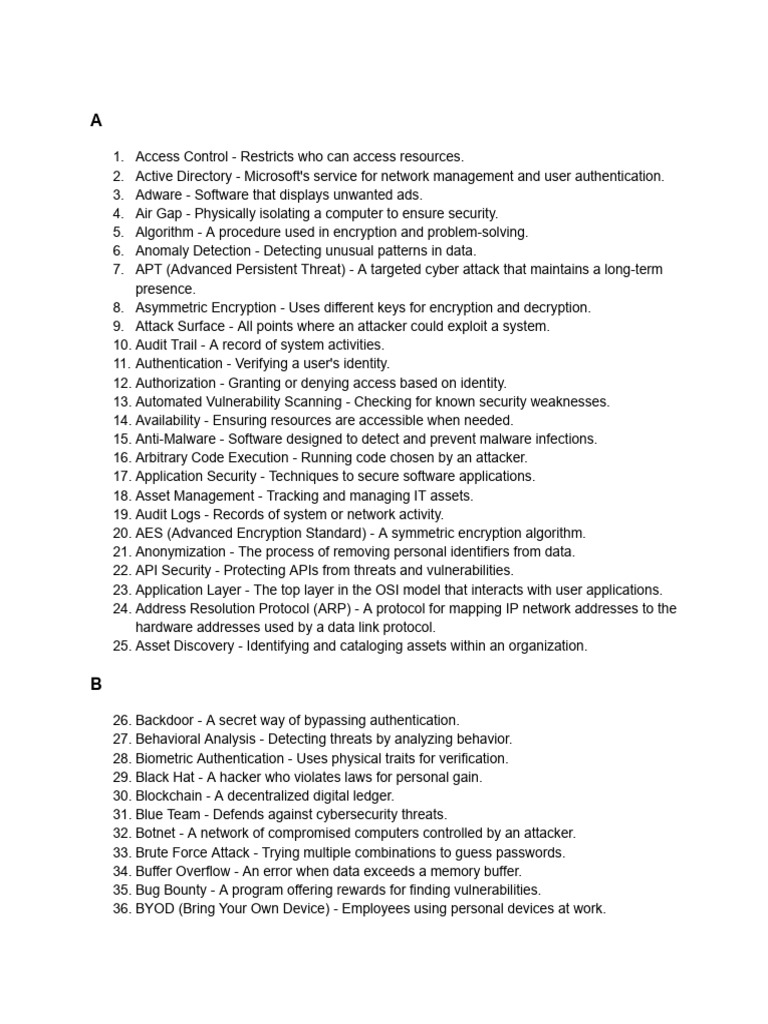 A-Z Cyber Security Words | PDF | Security | Computer Security