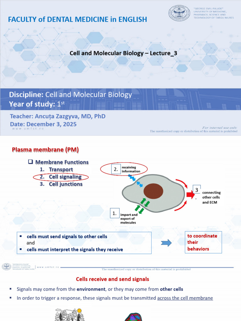 Lecture - 3 - 03.12.2025 | PDF | Cell Signaling | Signal Transduction