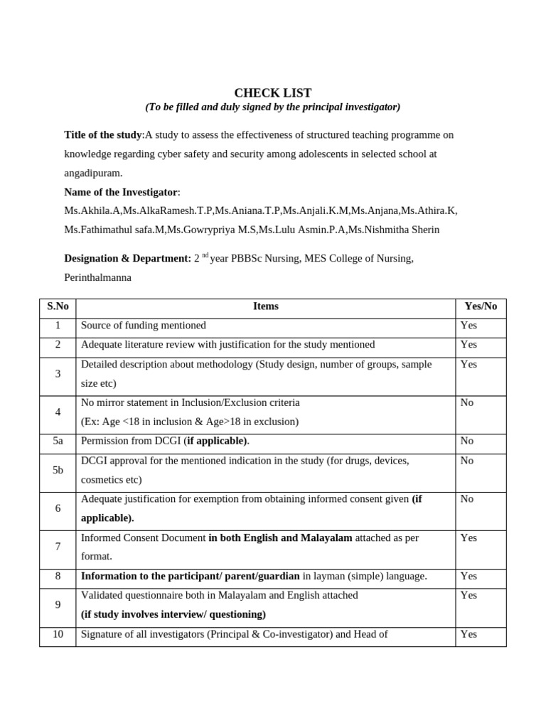 Research Check List | PDF