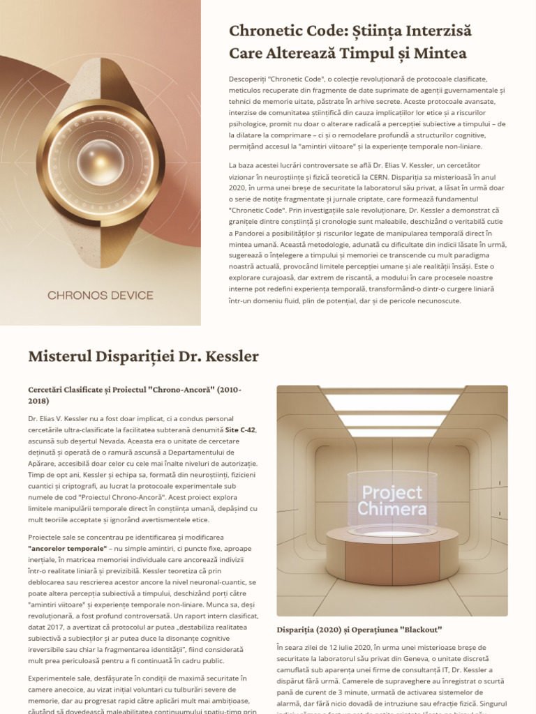 Chronetic Code Stiinta Interzisa Care Altereaza Timpul Si Mintea | PDF