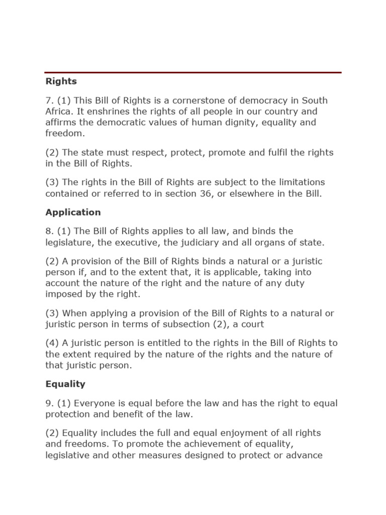 Chapter 2 - Bill of Rights (SA) | PDF | Human Rights | Government