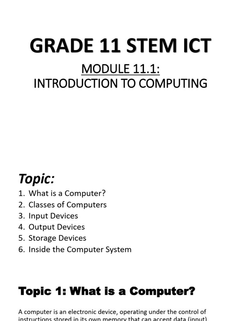 Module 11.1 Introduction To Computing - Slides | PDF | Computer Data ...