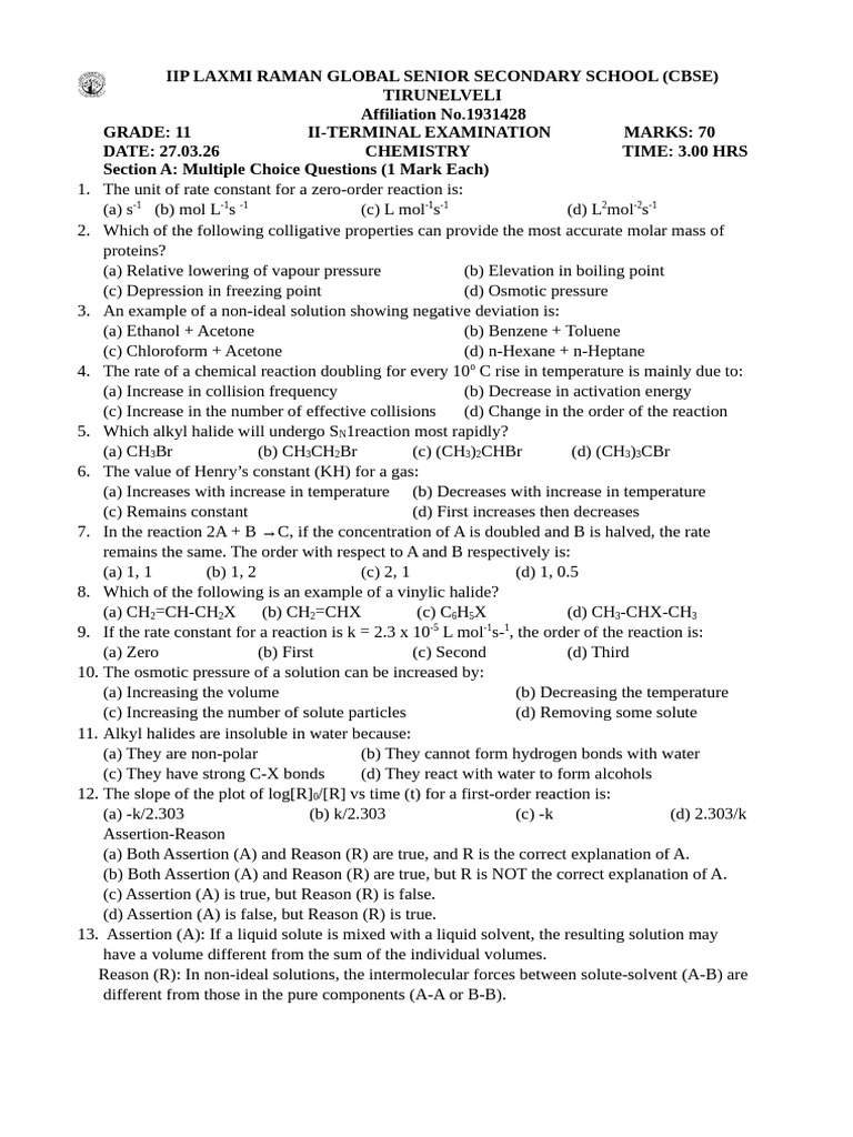 Chemistry 11 II Term 2026 | PDF | Chemical Reactions | Gases