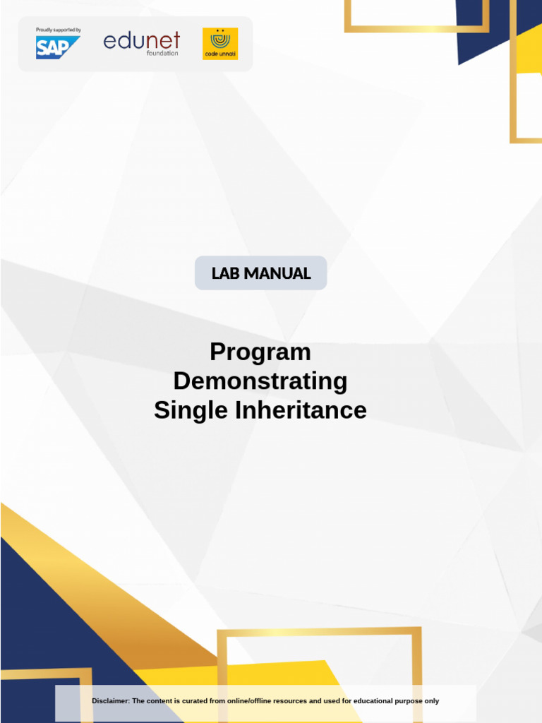 Lab 2.4 Program Demonstrating Single Inheritance | PDF | Inheritance ...