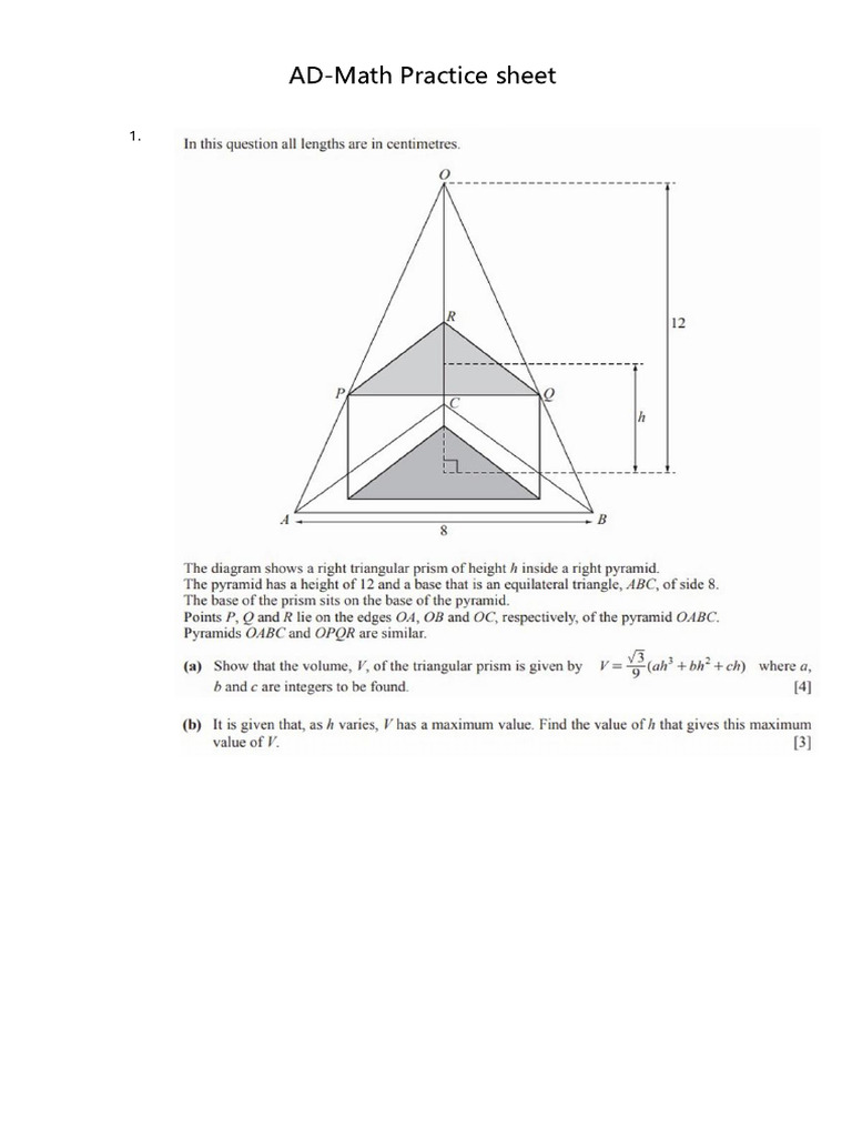 Ad Math Practice Sheet 1 | PDF