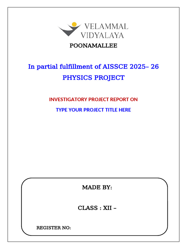 Physics Project Front Pages 25-26 | PDF