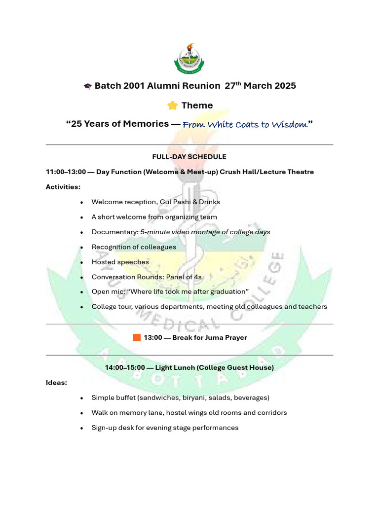 Rreunion Plan | PDF