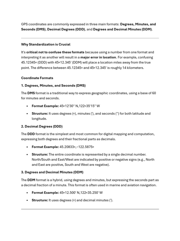 GPS Coordinate Format | PDF