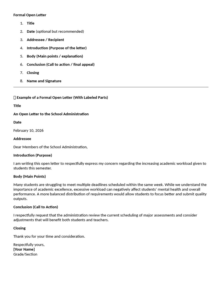 Formal Open Letter SAMPLE | PDF