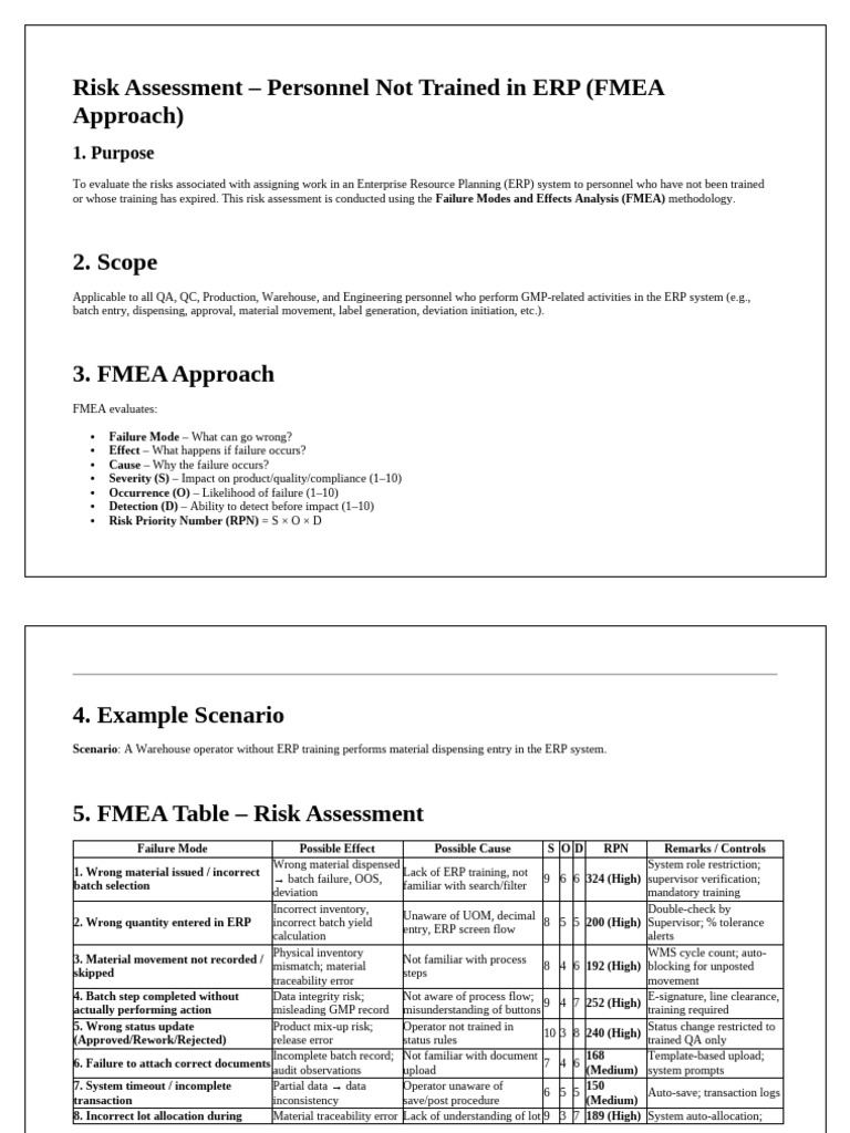 Risk Assessment For ERP | PDF | Enterprise Resource Planning | Business