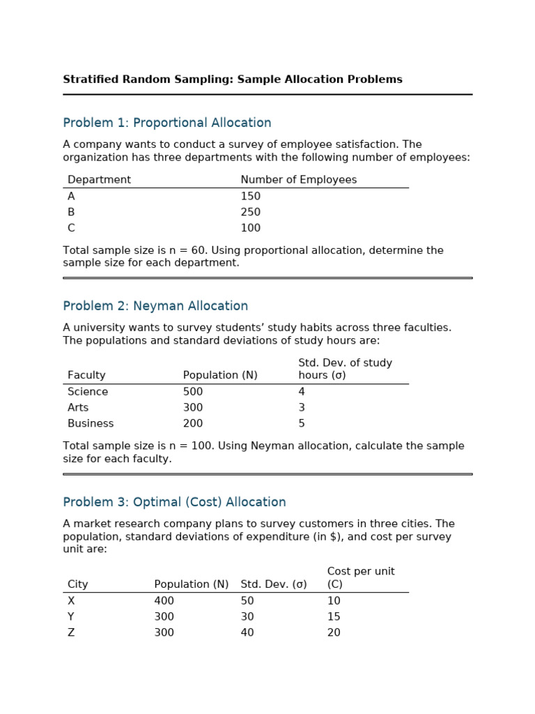 Stratified Sample Allocation | PDF | Sample Size Determination ...