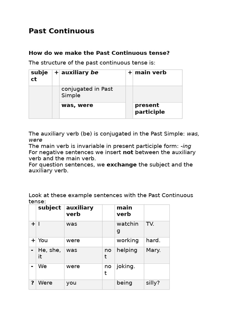 Past Continuous | PDF | Grammatical Tense | Verb