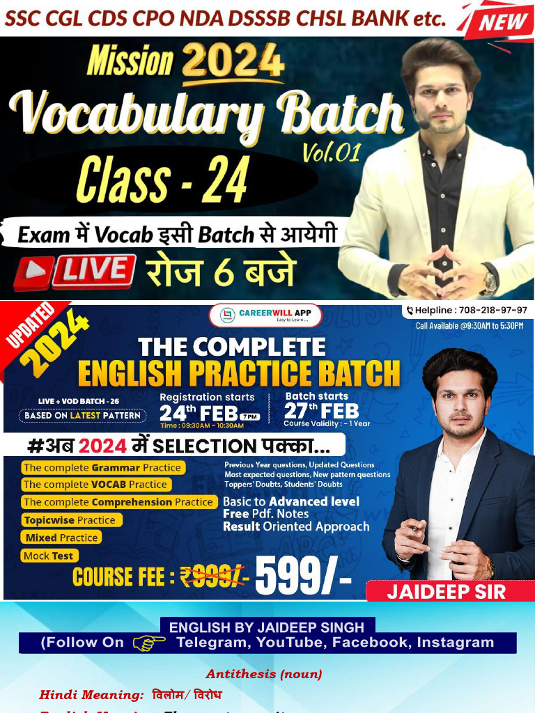 Vocab Class 24 Vol. 01 | PDF | Adjective | Linguistic Morphology