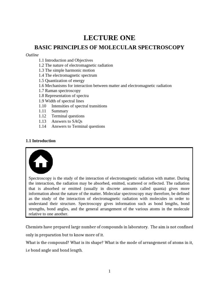 Lecture One Notes | PDF | Electromagnetic Radiation | Spectroscopy