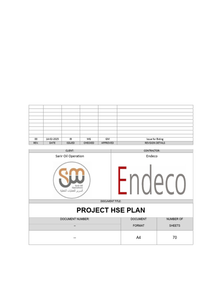 Endeco Hse Plan | PDF | Occupational Safety And Health | Safety