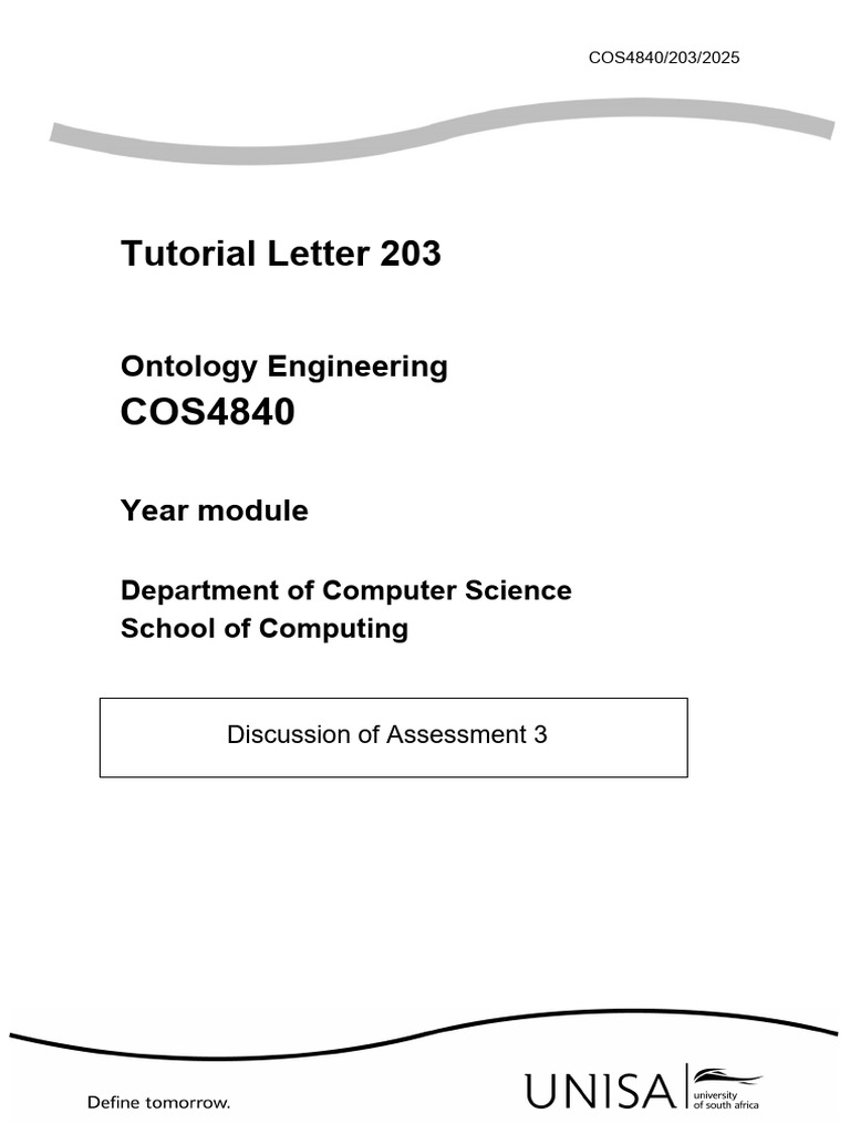 Tutorial Letter 203 For 2025 | PDF | Ontology (Information Science ...