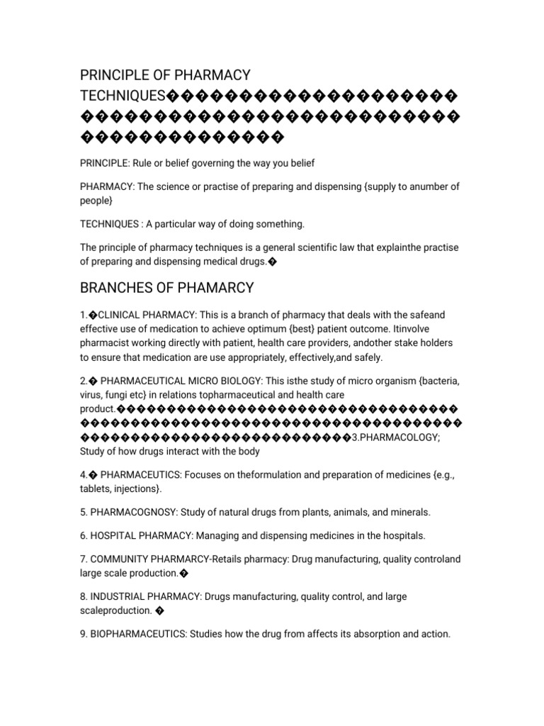 Principle of Pharmacy Techniques | PDF