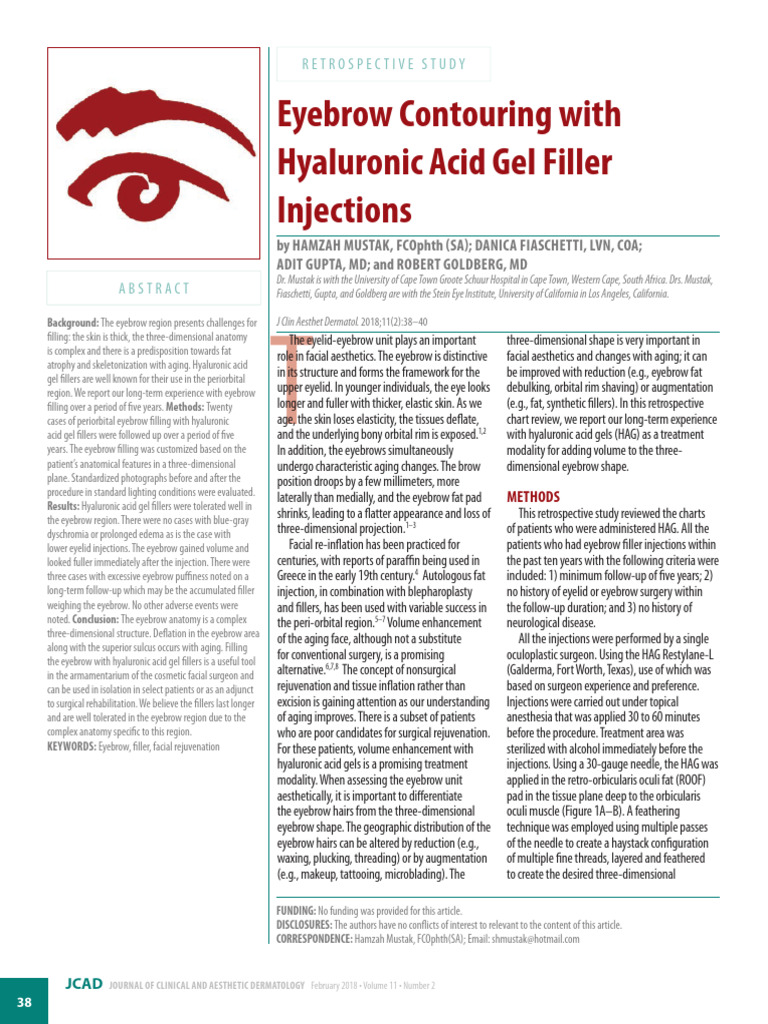 Eyebrow Contouring With Hyaluronic Acid Gel Filler Injections | PDF ...
