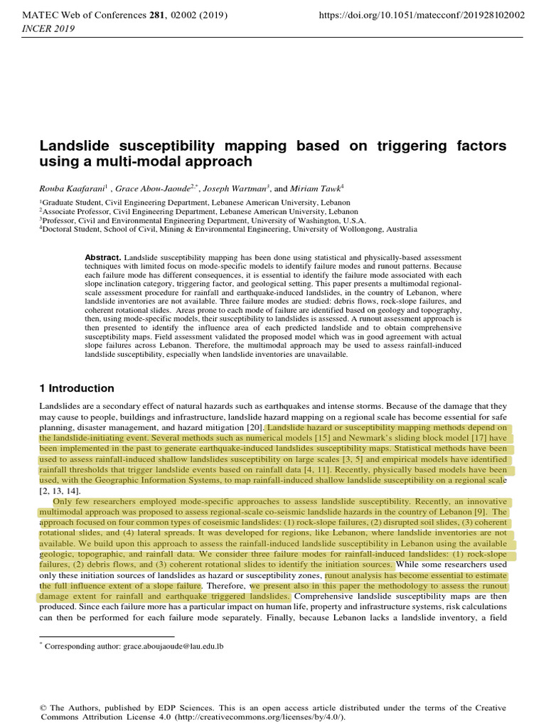 Landslide Susceptibility Mapping Based On Triggering Factors Using A ...