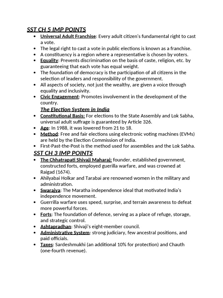 SST CH 3 and 5 Imp Points Class 8 | PDF