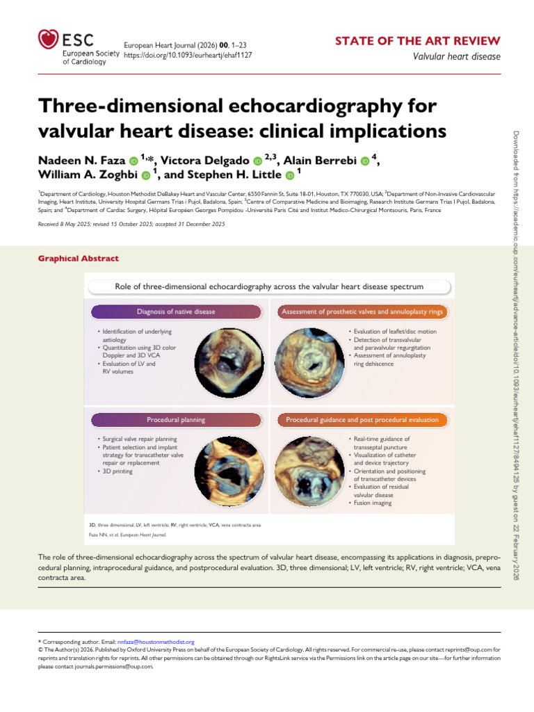 Three Dimensional Echocardiography For Valvular Heart Disease Clinical ...