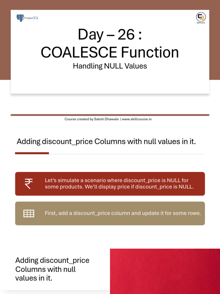 Day - 26 - SQL - Coalesce Function in SQL | PDF