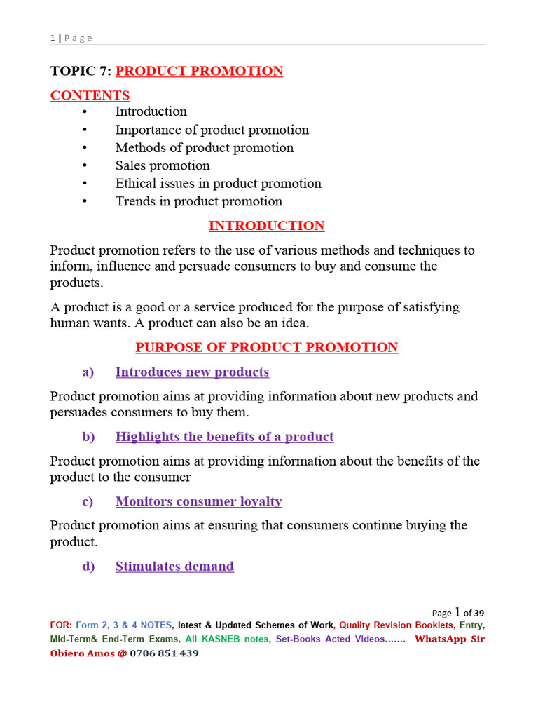 Topic 7 Product Promotion New 2022 | PDF | Sales | Advertising