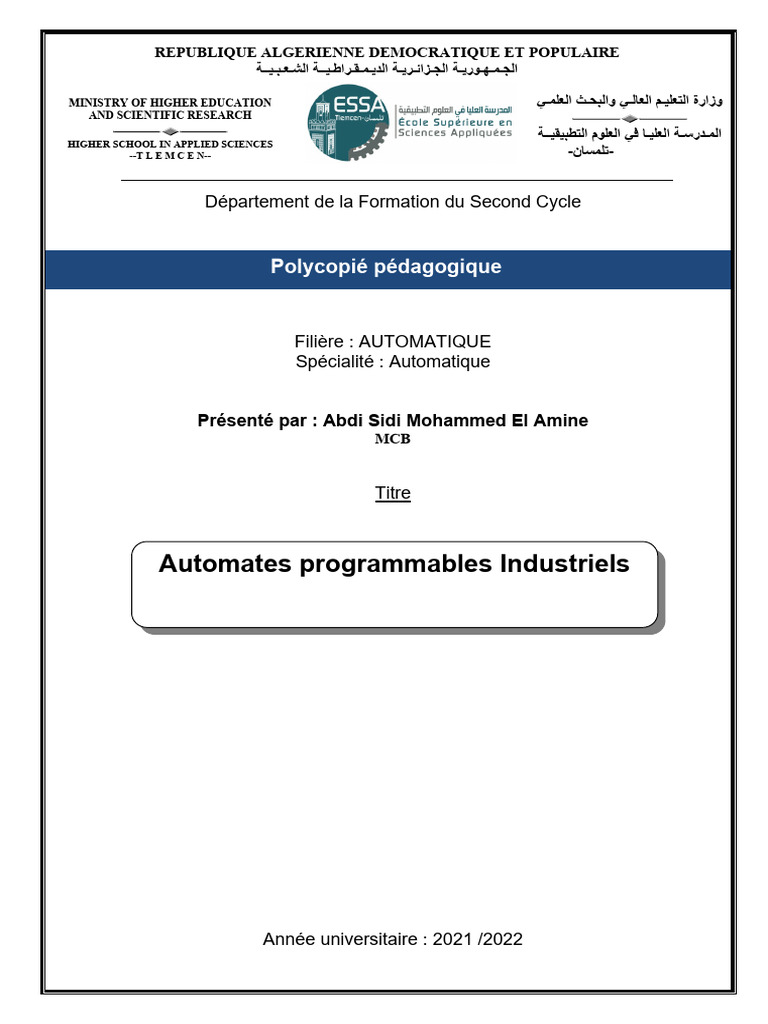 Automates Programmables Industriels - ABDI | PDF | Langage de ...
