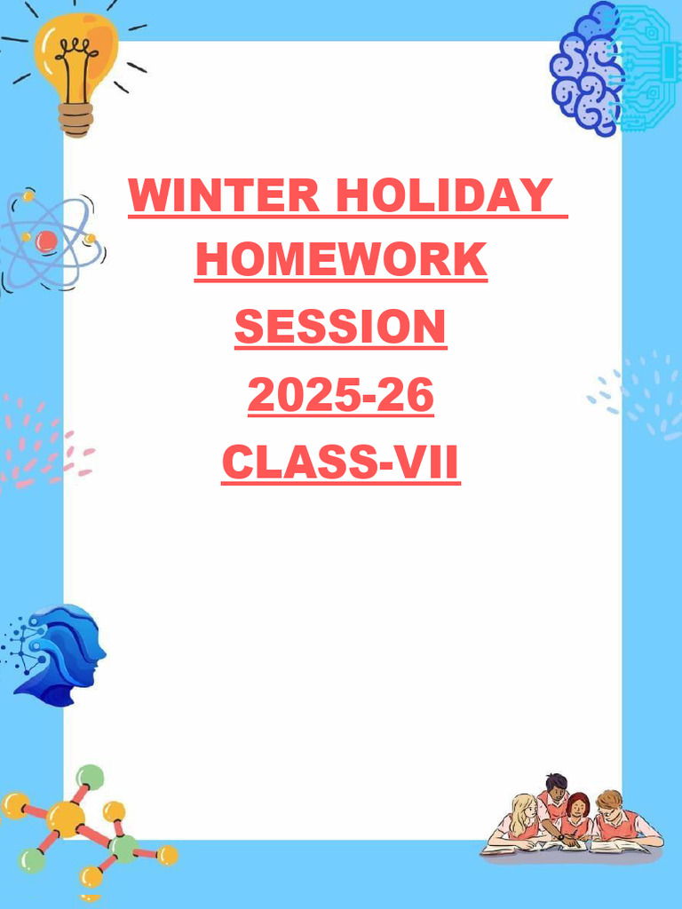 Class-7 Winter Holiday Homework 2025-26 | PDF