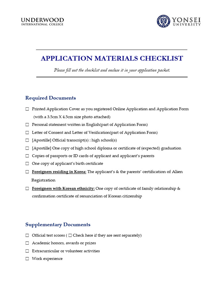 2025 Fall UIC Application Checklist | PDF