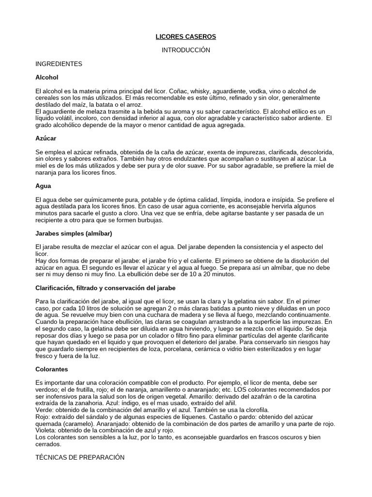Licores caseros, corregido y aumentado | PDF | Bebida | Cerveza
