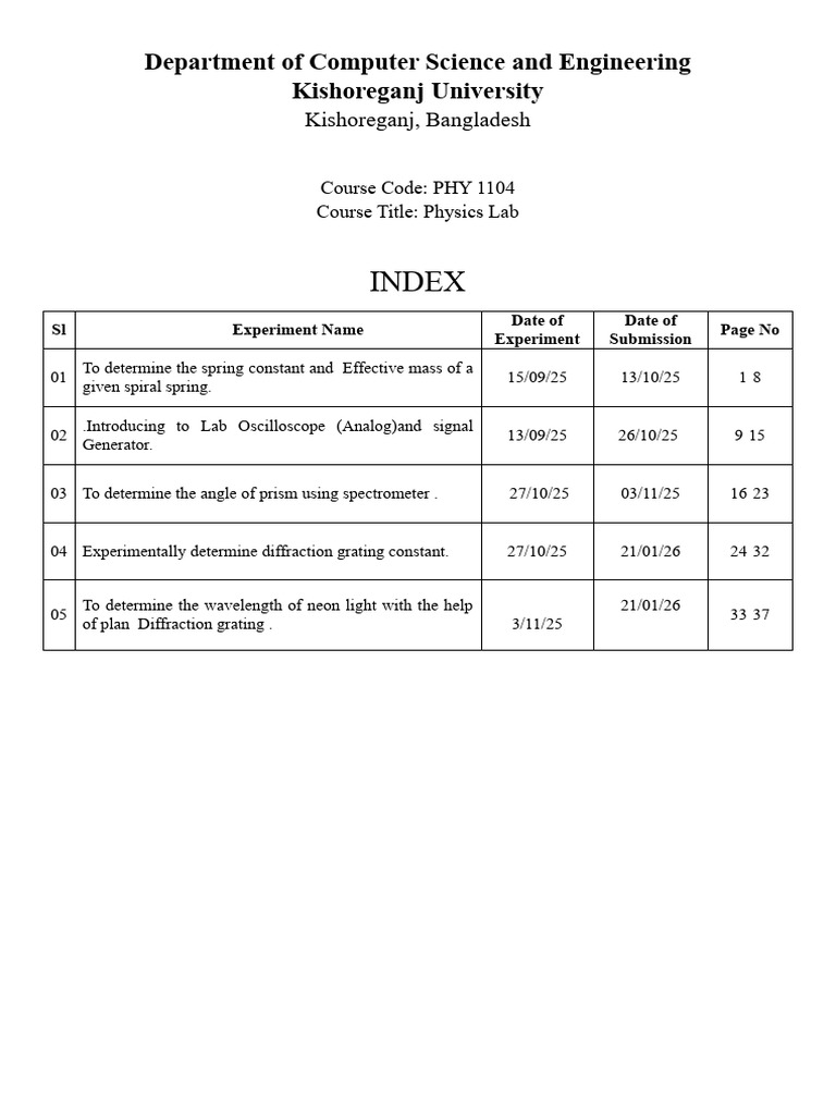 Lab Report Index | PDF