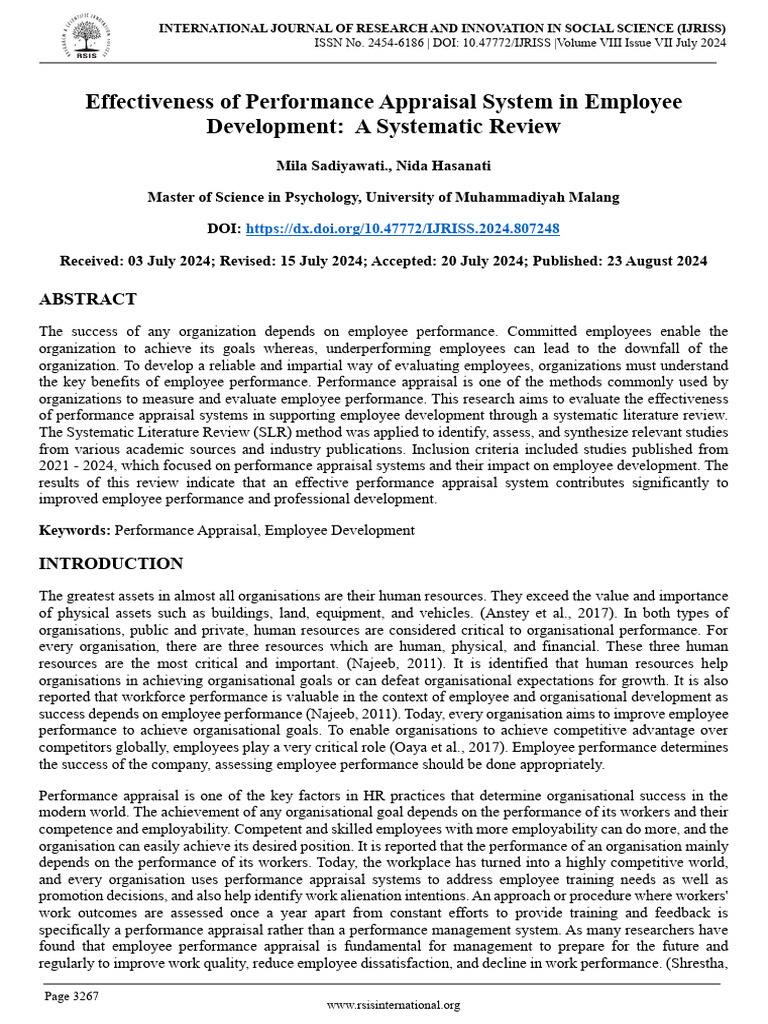 Effectiveness of Performance Appraisal System in Employee | PDF ...