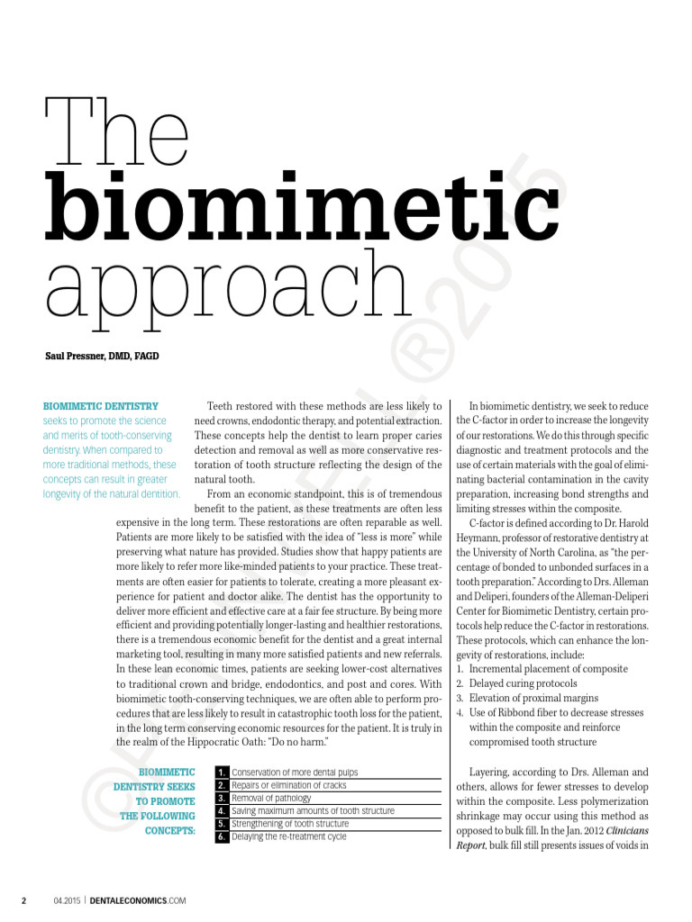 The Biomimetic Approach | PDF | Dental Composite | Dentistry