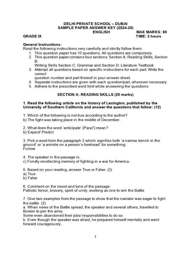 Class 9 Sample Paper 1 AK | PDF | Compassion