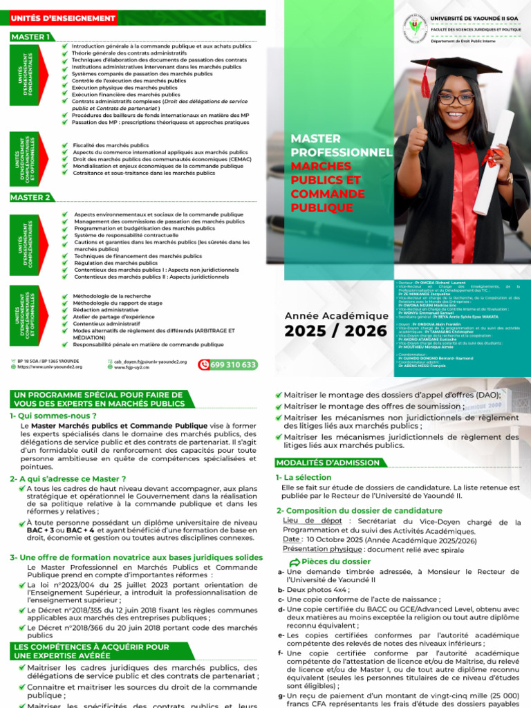 Dépliant FSJP Master Pro Marchés Publics 2025 - 2026 | PDF