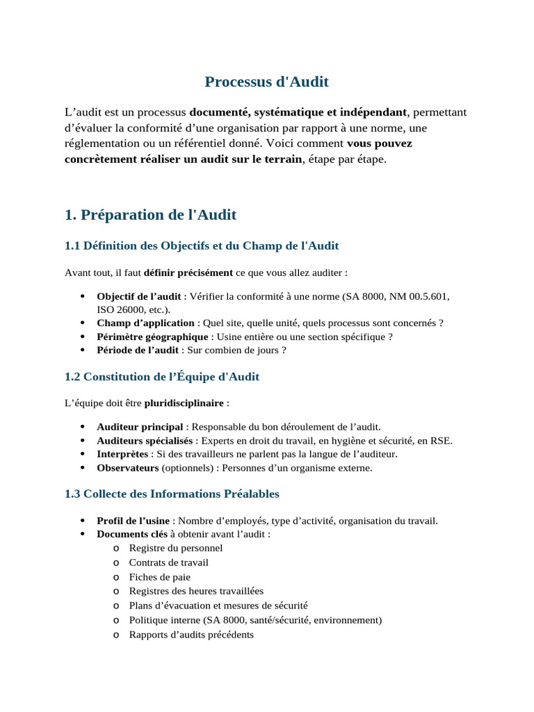 Méthodologie Et Étapes Du Processus D'audit Interne | PDF | Audit